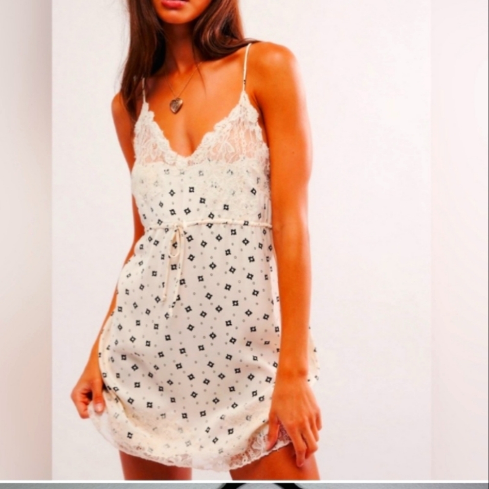Free People Now or Never mini slip dress, NWT